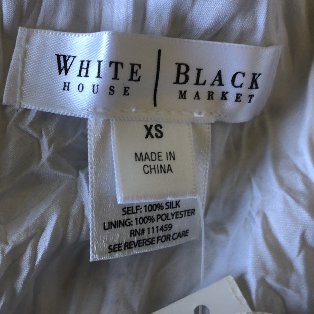 White House/Black Market black and white 100% silk gathered skirt size XS - Picture 3 of 6